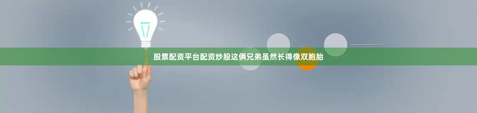 股票配资平台配资炒股这俩兄弟虽然长得像双胞胎