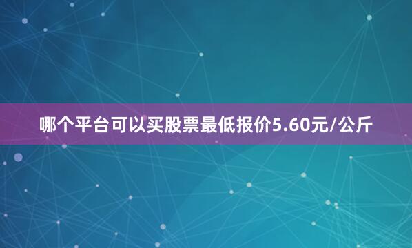 哪个平台可以买股票最低报价5.60元/公斤
